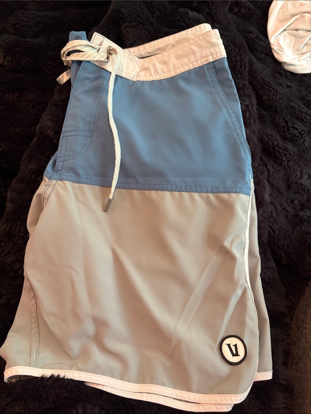 Vuori Two-Tone Blue and Light Gray Athletic Shorts